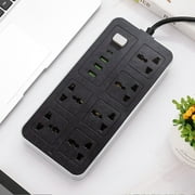 GFHFHITJ 6 Outlet Power Strip with 3 Usb Ports, Jumpso 6Ft Long Extension Cord with Multiple Outlets, 110-240V, Mountable, 3000W Charging Station for Home Office, Idea, Black